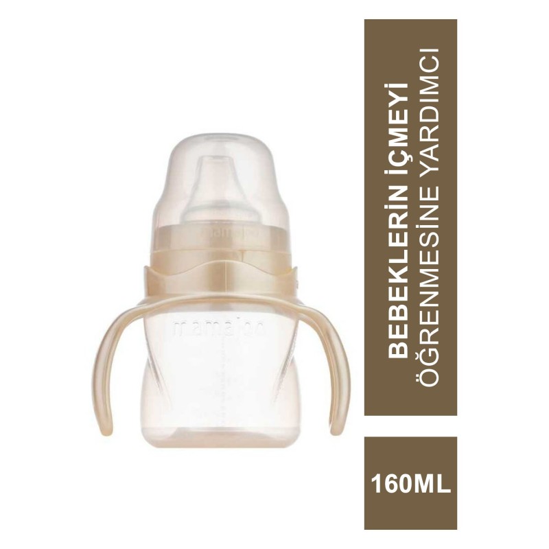 Mamajoo Kulplu Akıtmaz Eğitici Bardak Pearl 160 ml & Anti-Kolik Bardak Ucu (S.K.T 11-2026)