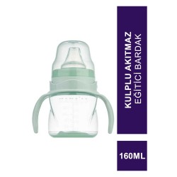 Mamajoo Kulplu Akıtmaz Eğitici Bardak Powder Green 160 ml & Anti-Kolik Bardak Ucu (S.K.T 06-2026)