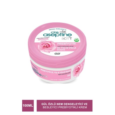Cire Aseptine Soft Gül Özlü Nem Dengeleyici ve Besleyici Prebiyotikli Krem 100 ml