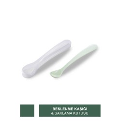 Mamajoo 2 X Beslenme Kaşığı Powder Green & Saklama Kutusu (S.K.T 06-2026)