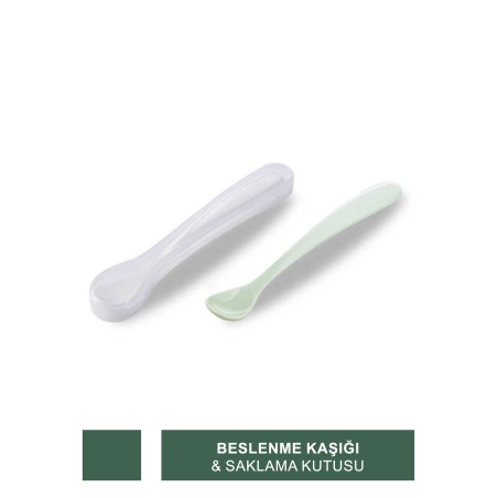 Mamajoo 2 X Beslenme Kaşığı Powder Green & Saklama Kutusu (S.K.T 06-2026)