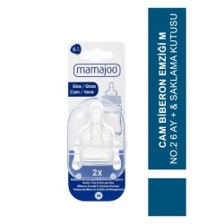 Mamajoo Cam Biberon Emziği M No.2 6 ay + & Saklama Kutusu (S.K.T 02-2027)