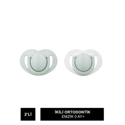 Mamajoo Sterilizasyon & Saklama Kutulu Powder Green Desenli İkili Ortodontik Emzik 0 Ay+ (S.K.T 02-2027)