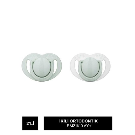 Mamajoo Sterilizasyon & Saklama Kutulu Powder Green Desenli İkili Ortodontik Emzik 0 Ay+ (S.K.T 02-2027)