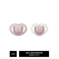 Mamajoo Sterilizasyon & Saklama Kutulu Powder Pink Desenli İkili Ortodontik Emzik 0 Ay+ (S.K.T 02-2027)