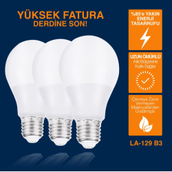GOLDMASTER LA-129-B3 800LÜÖEN SOĞUK BEYAZ 3 ADET TASARRUFLU LED AMPÜL