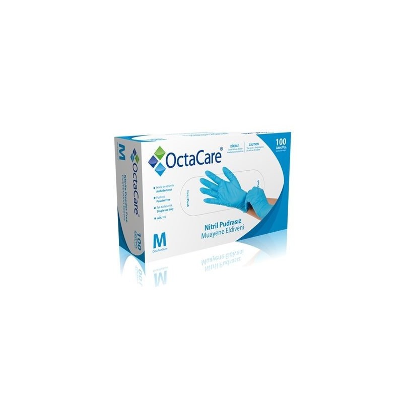 OctaCare Nitril Pudrasız Muayene Eldiveni ( Medium ) 100 Adet
