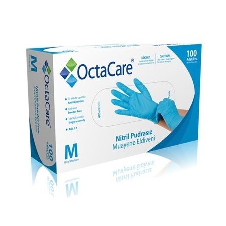 OctaCare Nitril Pudrasız Muayene Eldiveni ( Medium ) 100 Adet