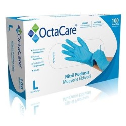 OctaCare Nitril Pudrasız Muayene Eldiveni ( Large ) 100 Adet