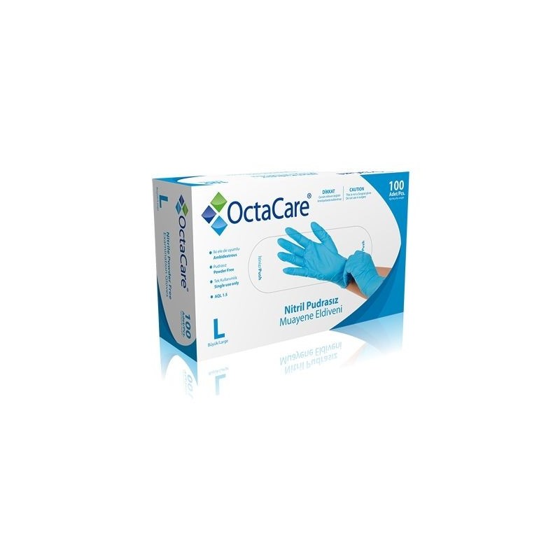 OctaCare Nitril Pudrasız Muayene Eldiveni ( Large ) 100 Adet OctaCare Nitril Pudrasız Muayene Eldiveni ( Large ) 100 Adet