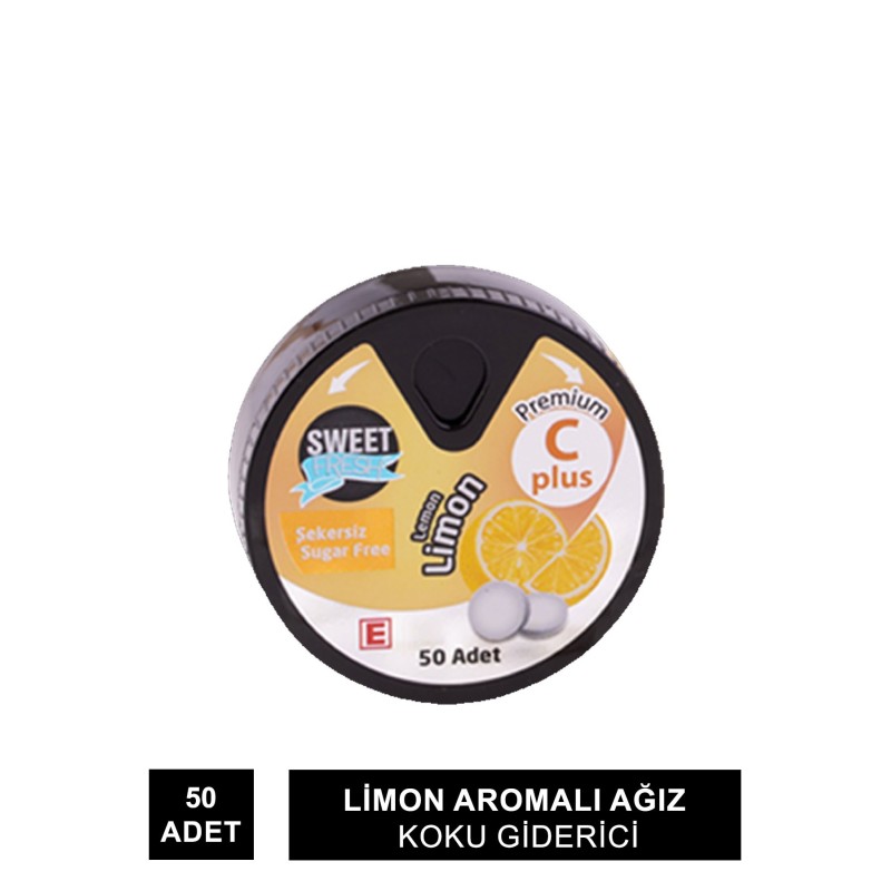 Sweet Fresh Limon Aromalı Ağız Koku Giderici 50 Adet (S.K.T 10-2023) Sweet Fresh Limon Aromalı Ağız Koku Giderici 50 Adet (S.K.T 10-2023)