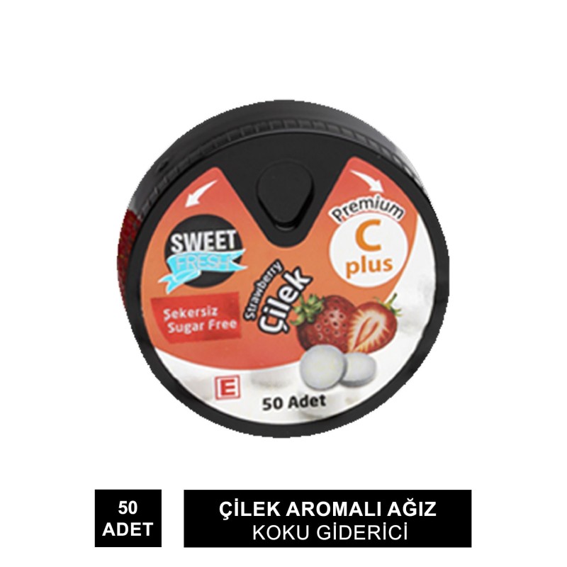 Sweet Fresh Çilek Aromalı Ağız Koku Giderici 50 Adet (S.K.T 10-2023) Sweet Fresh Çilek Aromalı Ağız Koku Giderici 50 Adet (S.K.T 10-2023)