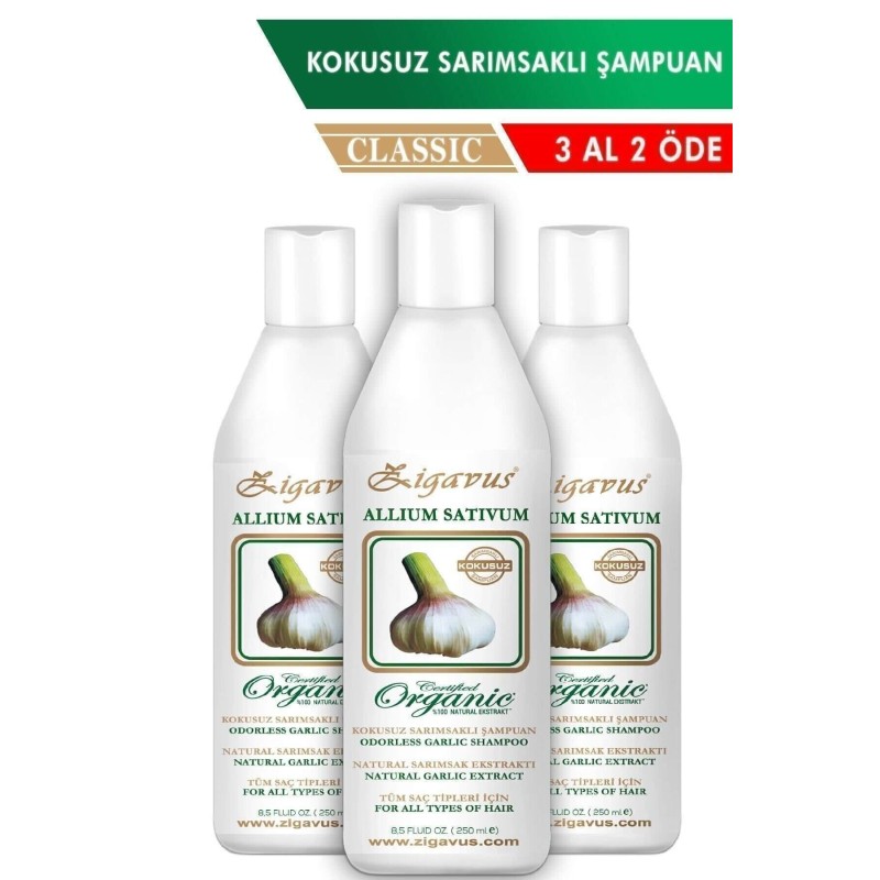 Zigavus Classic Saç Dökülmelerine Karşı Kokusuz Sarımsaklı Şampuan 3 Al 2 Öde Zigavus Classic Saç Dökülmelerine Karşı Kokusuz Sarımsaklı Şampuan 3 Al 2 Öde