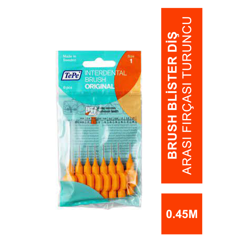 TePe İnterdental Brush Blister Diş Arası Fırçası Turuncu 0.45 mm 8'li