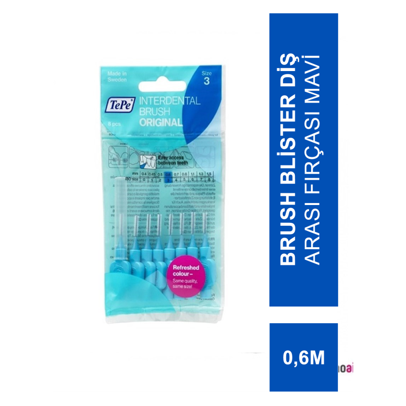 TePe İnterdental Brush Blister Diş Arası Fırçası Mavi 0.6 mm 8'li