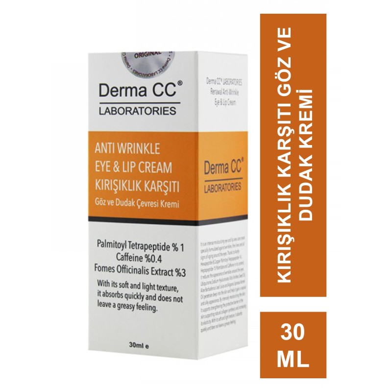 Derma CC Anti Wrinkle Eye & Lip Cream ( Kırışıklık Karşıtı Göz & Dudak Kremi ) 30ml Derma CC Anti Wrinkle Eye & Lip Cream ( Kırışıklık Karşıtı Göz & Dudak Kremi ) 30ml