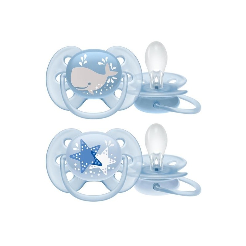 Philips Avent Ultra Soft Desenli 2'li Emzik Mavi SCF223/03 6-18 Ay