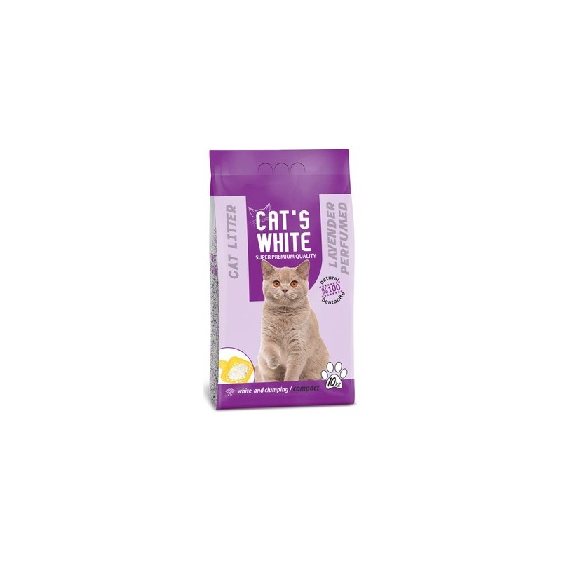 Cats White 10 Kg / 11.8 L Lavanta Kokulu İnce Taneli  Bentonit Kedi Kumu