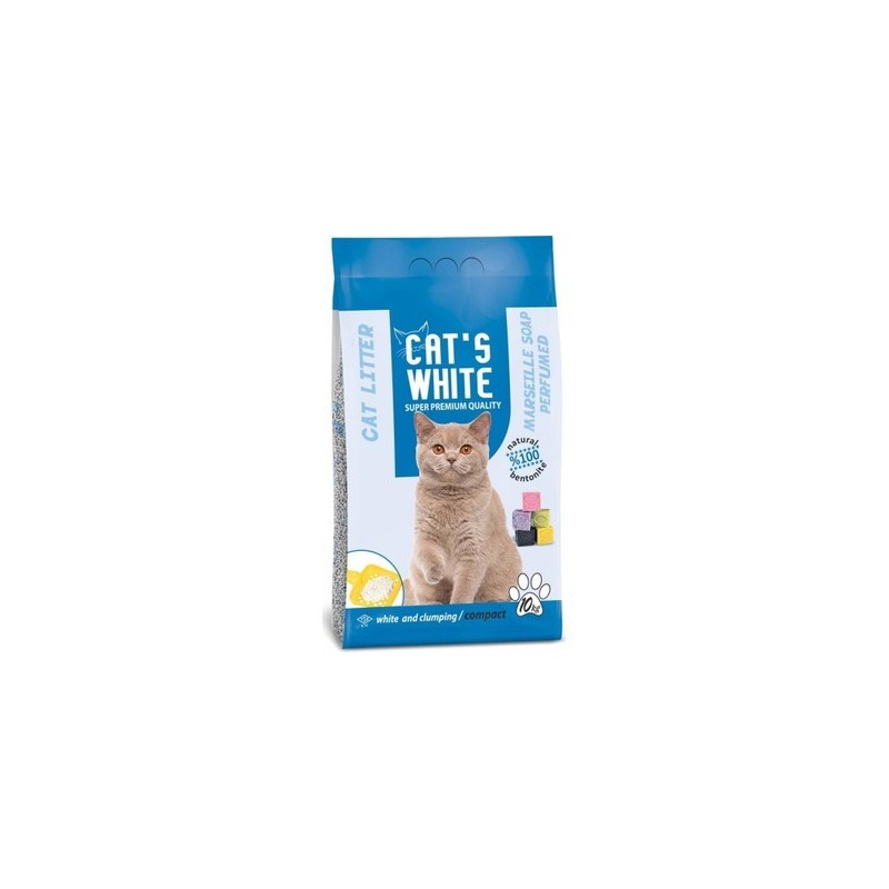 Cats White 10 Kg / 11.8 L Marsilya Sabunu Kokulu İnce Taneli  Bentonit  Kedi Kumu