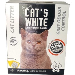 Cats White 6 Lt Aktif Karbon İnce Taneli  Bentonit  Kedi Kumu