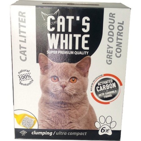 Cats White 6 Lt Aktif Karbon İnce Taneli  Bentonit  Kedi Kumu