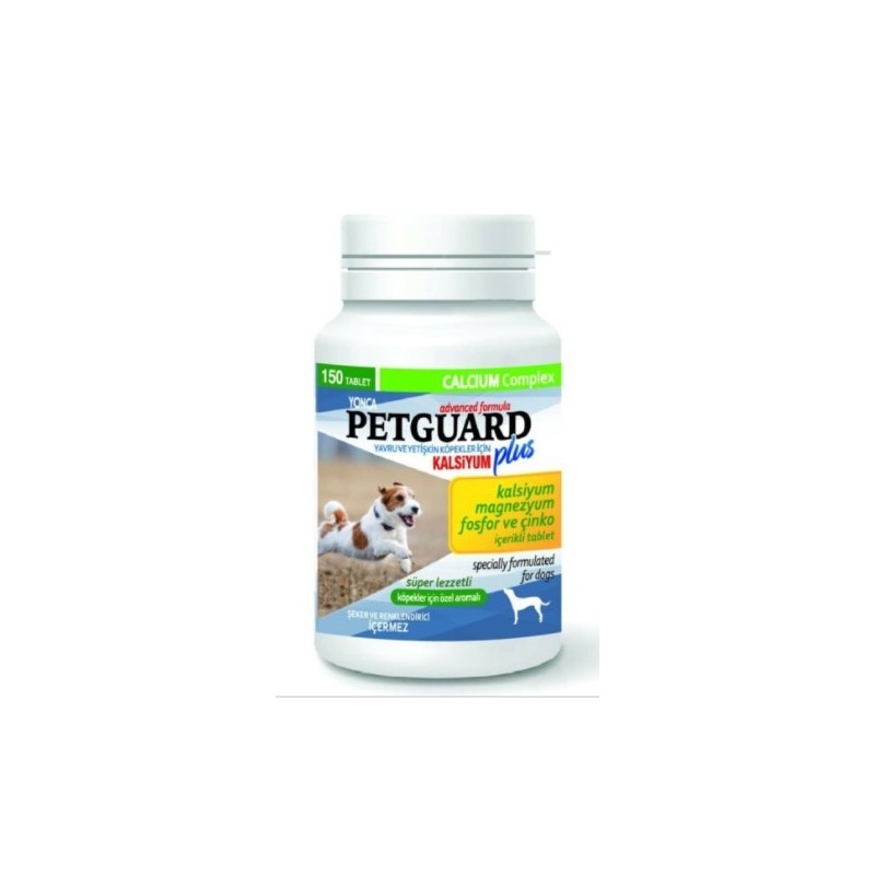 Pet Guard Yavru Köpekler İçin Kalsiyum Magnezyum Fosfor & Çinko İçerikli Tablet 150 Tablet