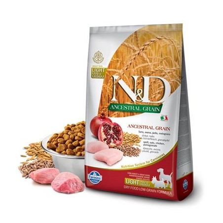 N&D Ancestral Graın Lıght Tavuk, K.Buğday&Nar Adult Mını 2,5Kg