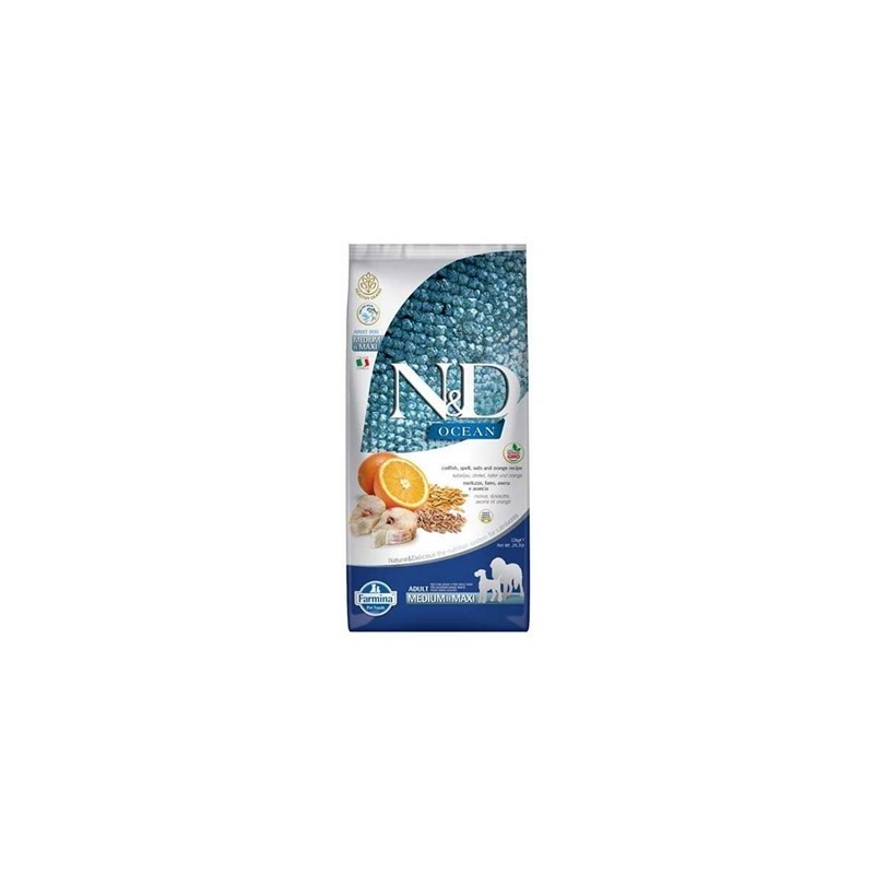 N&D Ocean Morina Balığı, K.Buğday,Yulaf&Port. Adult Med&Maxı 12 Kg