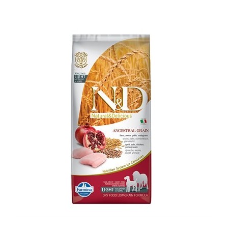 N&D Ancestral Graın Lıght Tavuk, K.Buğday,Yulaf& Nar Adult Med&Maxı 12Kg