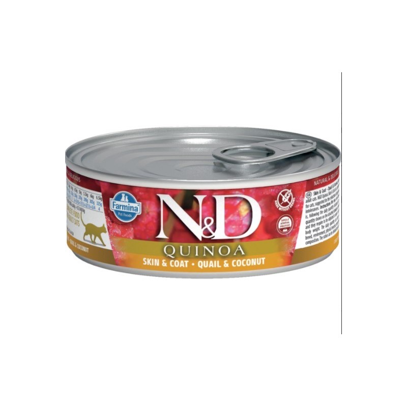 N&D Quınoa  Skın & Coat Quail & Coconut -Bıldırcın & Hindistan Cevizi Kedi Konserve 80 Gr