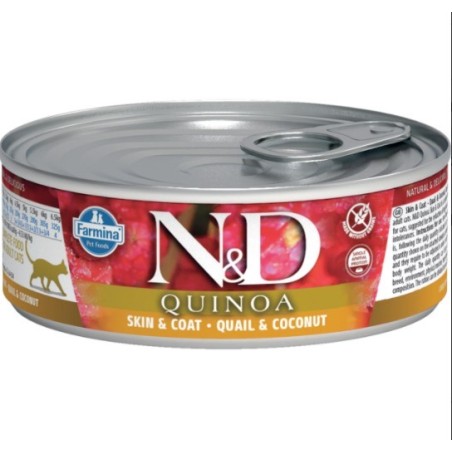 N&D Quınoa  Skın & Coat Quail & Coconut -Bıldırcın & Hindistan Cevizi Kedi Konserve 80 Gr