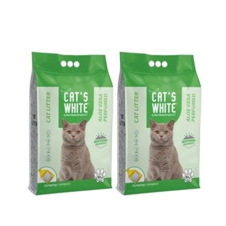 Cats White 10 Kg / 11.8 L Aloevera Kokulu  İnce Taneli  Bentonit Kedi Kumu