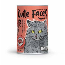 Cute Faces Somonlu  Parça Etli Soslu Steril Kedi Konservesi 400 Gr