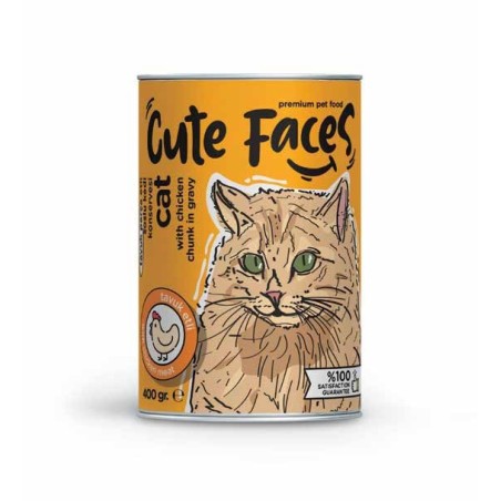 Cute Faces Tavuk  Parça Etli Soslu Yetişkin Kedi Konservesi 400 Gr