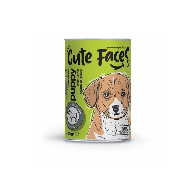 Cute Faces Kuzu  Parça Etli Soslu Yavru Köpek Konservesi 400 Gr