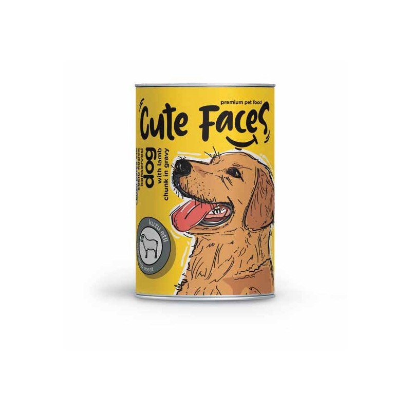 Cute Faces Kuzu  Parça Etli Soslu Yetişkin Köpek Konservesi 400 Gr