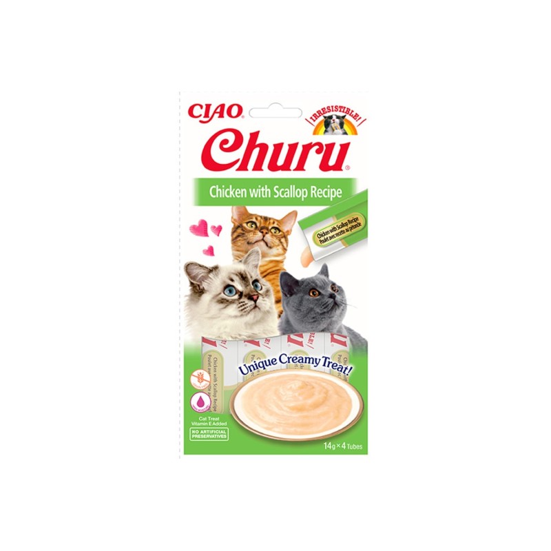 Churu Cream Tavuklu ve Deniz Taraklı Kedi Ödül Kreması 4x14 GR.