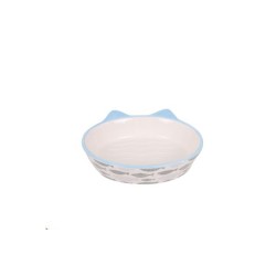 Zampa Kedi Figürlü Porselen Mama ve Su Kabı Mavi 200 ml