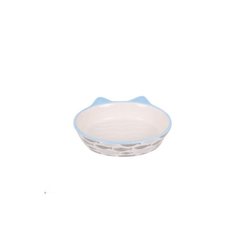 Zampa Kedi Figürlü Porselen Mama ve Su Kabı Mavi 200 ml