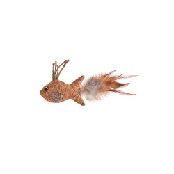 Zampa Kahverengi Tüylü Hasır Balık Kedi Oyuncağı, 21x10,3 Cm