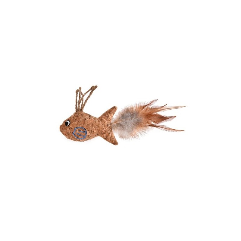 Zampa Kahverengi Tüylü Hasır Balık Kedi Oyuncağı, 21x10,3 Cm