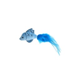 Zampa Mavi Tüylü Peluş Balık Kedi Oyuncağı,18x5,5 Cm
