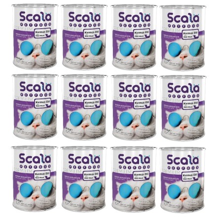 Scala Kırmızı Etli Yetişkin Kedi Maması Konservesi 12 Adet 400 gr