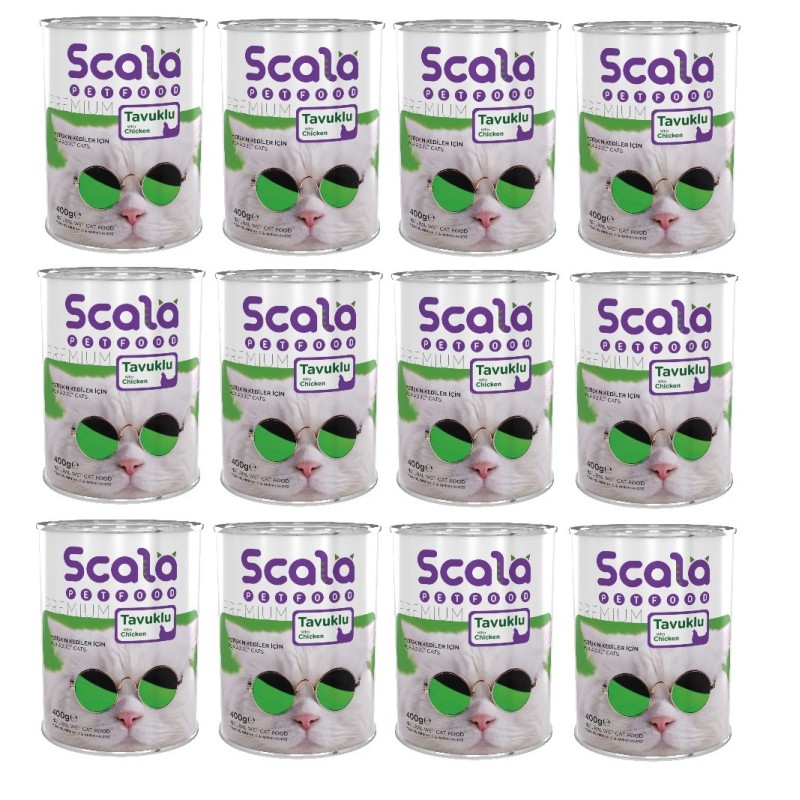 Scala Tavuklu Yetişkin Kedi Maması  Konservesi 12 Adet  400 gr
