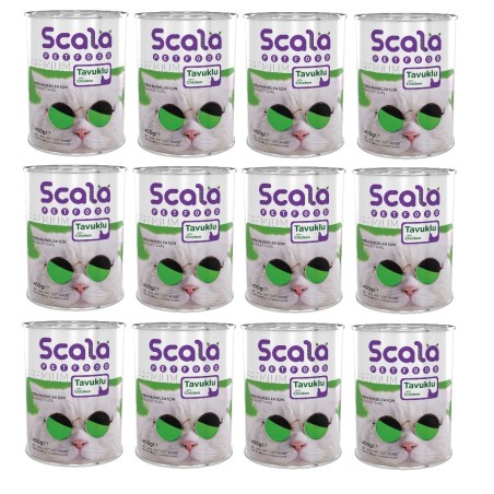 Scala Tavuklu Yetişkin Kedi Maması  Konservesi 12 Adet  400 gr