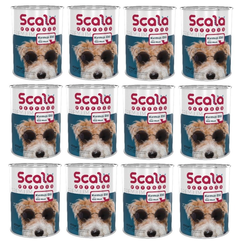 Scala Kırmızı Etli Yetişkin Köpek Maması  Konservesi 12 Adet 400 gr
