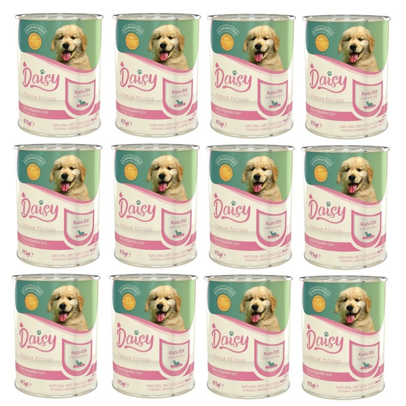 Daisy Premium Pet Kuzu Etli Yavru Köpek Maması Konservesi 12 Adet 400 Gr