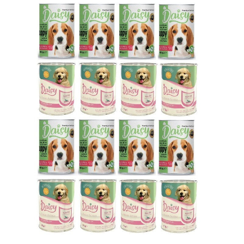 Daisy Pate Kuzu Etli & Prinçli Yavru Köpek Maması Konservesi Mix 20 Adet 400 gr