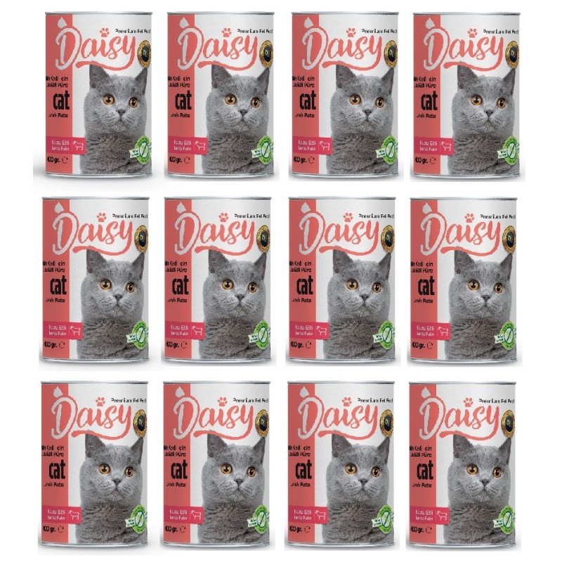 Daisy Kuzu Etli Yetişkin Tahılsız Kedi Maması  Konservesi 24 Adet 400 gr