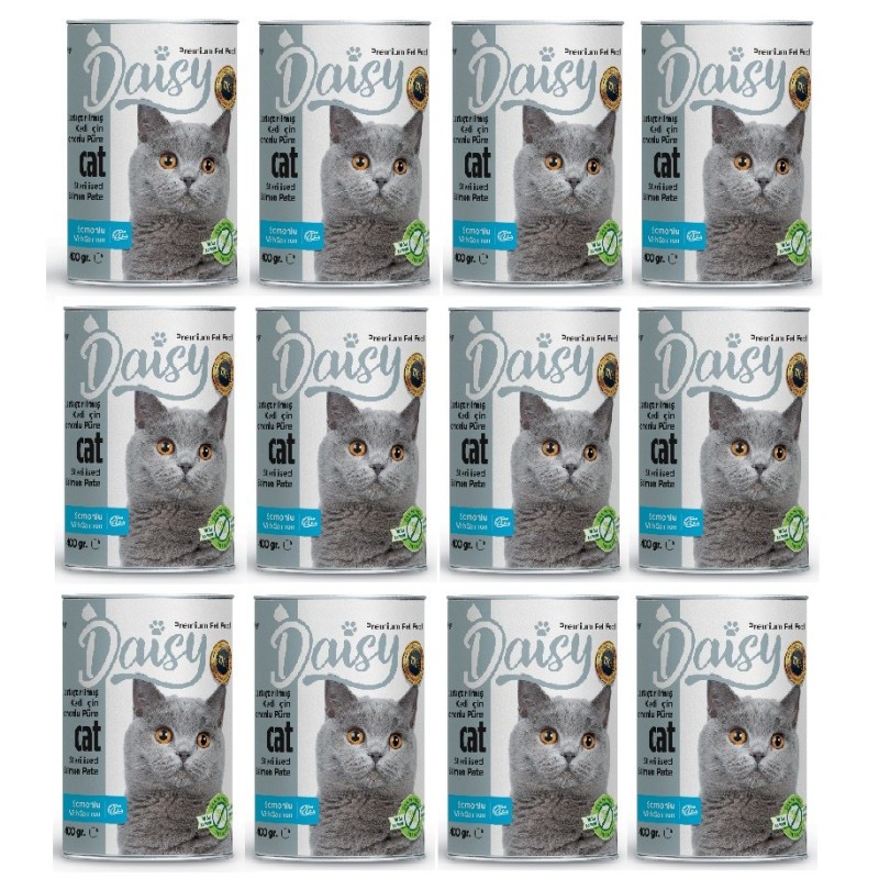 Daisy  Somonlu Kısırlaştırılmış Yetişkin Kedi Maması Konservesi 24 Adet  400 gr